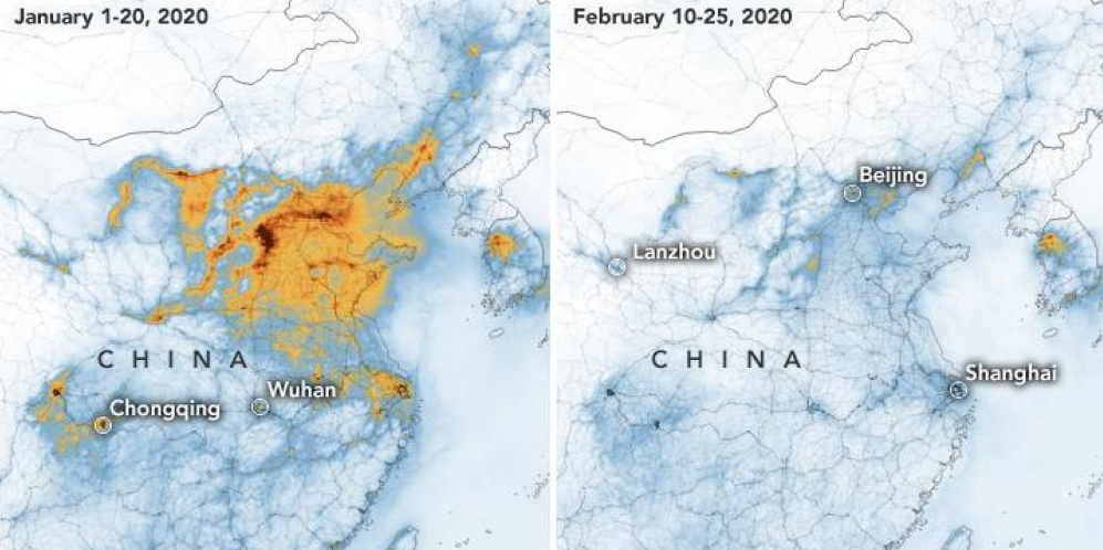 Quand les effets du coronavirus se voient depuis l'espace
