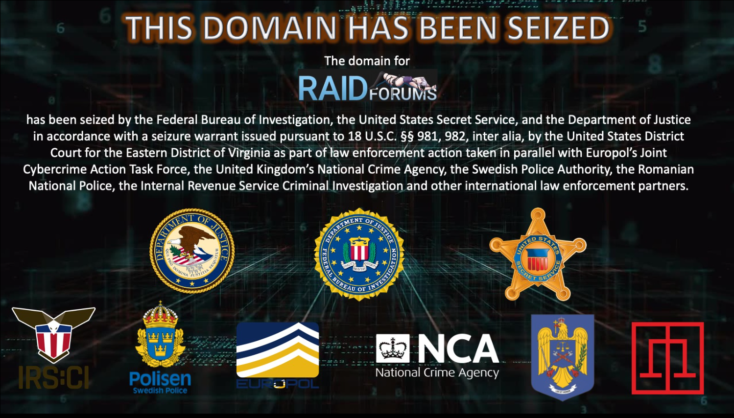 RaidForums, le plus célèbre marché illégal de fuites de données, a été saisi par Europol et le FBI