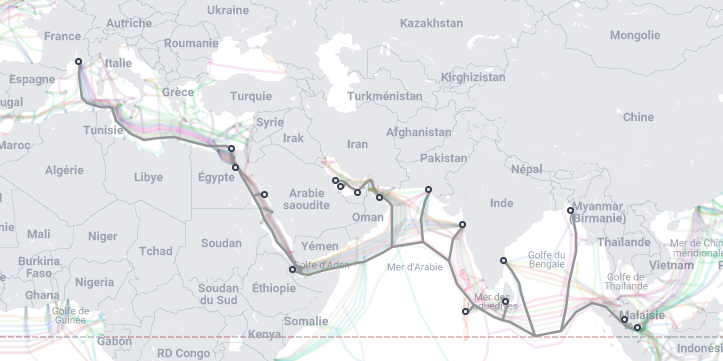 Télécoms : les travaux d'un méga-câble sous-marin reliant Marseille à Singapour débutent