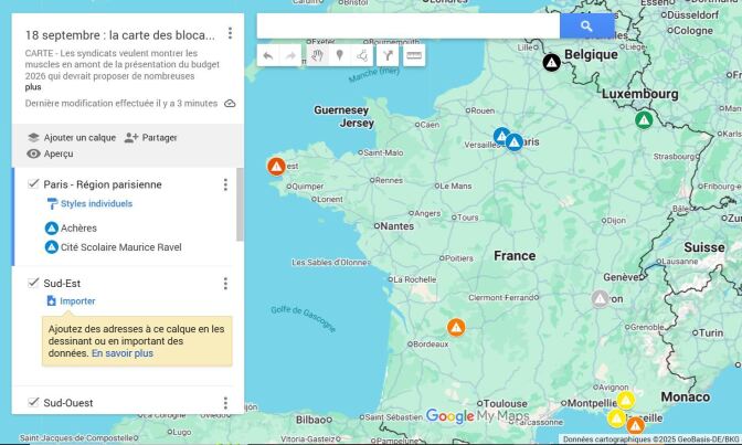 18 septembre : la carte des blocages en France