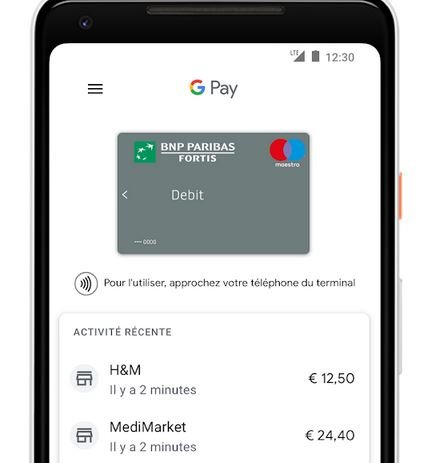 Google Pay carte BNP Fortis