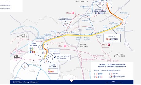 CDG Express, tracé, plan, future ligne, Paris-aéroport de Roissy-Charles-de-Gaulle, transports en commun, RER B,