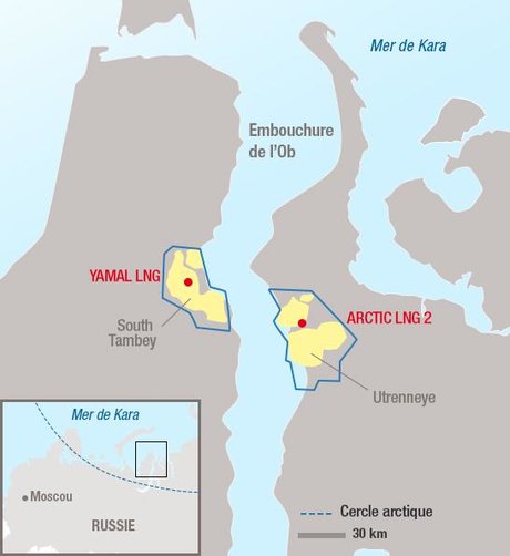 Arctic LNG, Yamal LNG, Novatek, carte, infographie