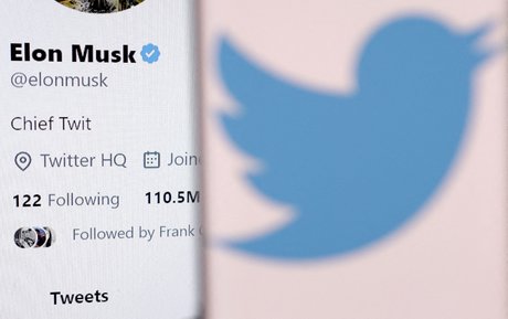File Photo: An illustration shows Elon Musk's account and Twitter logo