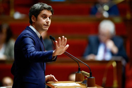Le premier ministre francais, m. attal, s'exprime a l'assemblee nationale a paris