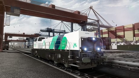 Une vue d'artiste de la future locomotive de manœuvre à hydrogène, développée par Alstom à Belfort (© Alstom Advanced &amp; Creative Design) - Design non contractuel à des fins d'illustration