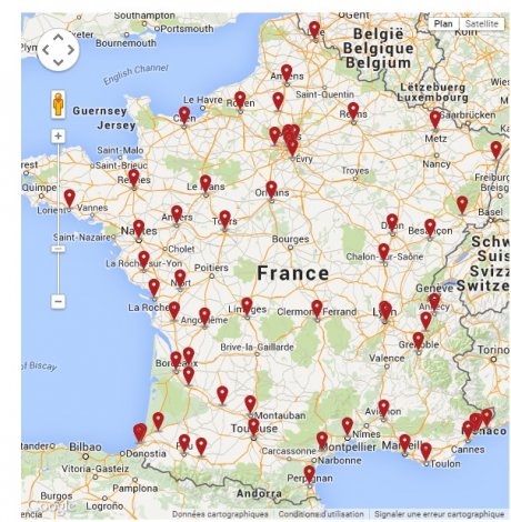 Carte des galeries Lafayette en France