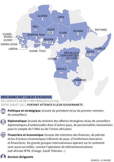 carte de l'espionnage en Afrique