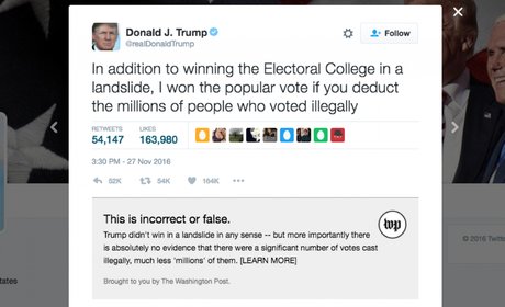 Le plugin du Washington Post pour vérifier les Tweets de Trump
