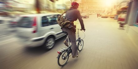 voiture, vélo, ville, encombrement, pollution