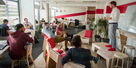 Une session de pitch à We Sprint Montpellier en 2017