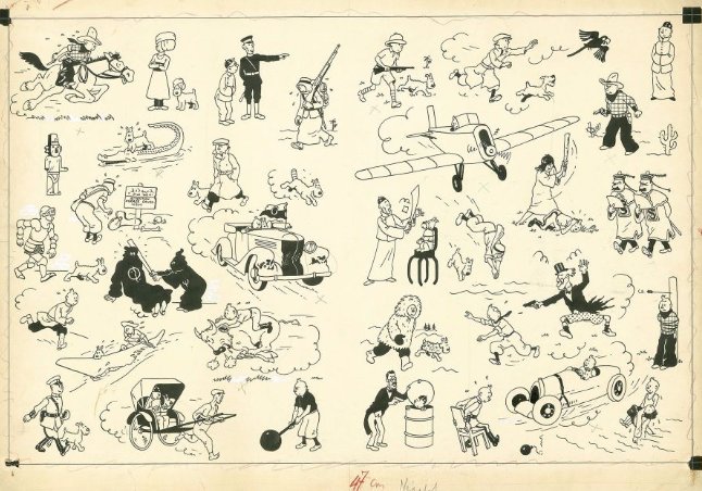 Pages de garde des albums Tintin de 1937 à 1958.