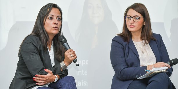 Estelle Moreira, experte affaires internationales à la Caisse d'épargne Aquitaine Poitou-Charentes, et Khadija Bouallaga, directrice Maroc du Groupe Salveo.