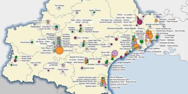 La région Occitanie compte 105 quartiers prioritaires depuis 2014.
