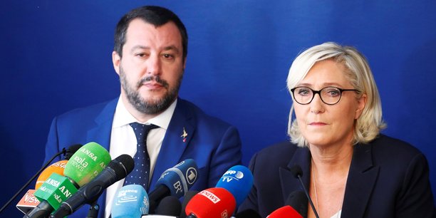 Matteo Salvini, ministre de l'Intérieur italien, et Marine Le Pen, lors d'une conférence de presse commune le 8 octobre dernier.