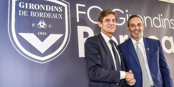 Frédéric Longuépée, nouveau président des Girondins de Bordeaux, et Joe DaGrosa, le nouveau propriétaire.
