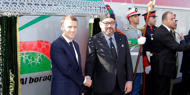 Mohammed VI en compagnie d'Emmanuel Macron