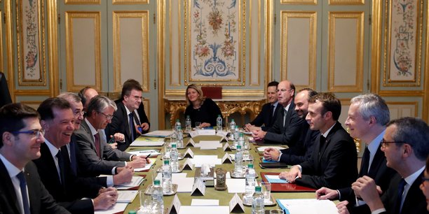 La réunion à l'Elysée ce mardi des principaux patrons de groupes bancaires français.