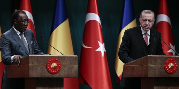 Le président tchadien Idriss Déby Itno et son homologue turc Recep Tayyip Erdogan, lors de la conférence de presse conjointe tenue mercredi 27 février à Ankara.