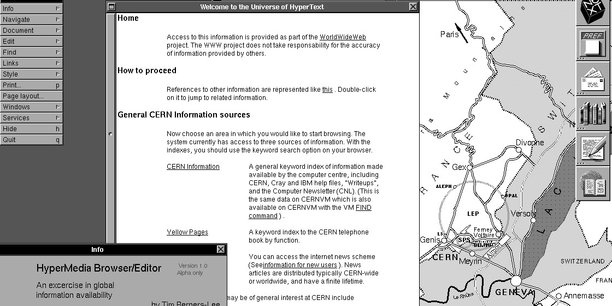 Capture d'écran du navigateur web NeXt crée par Tim Berners-Lee
