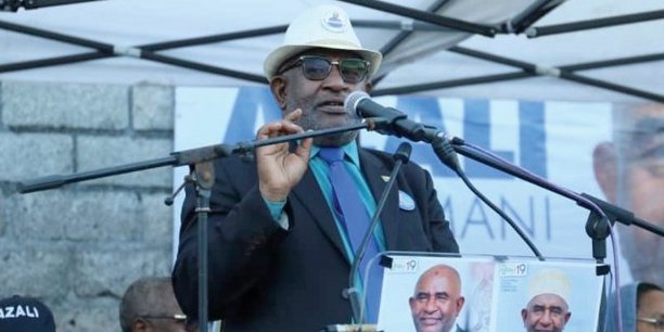Le président sortant Azali Assoumani, lors de la campagne présidentielle, le 20 mars 2019 dans lé région de Kouwa aux Comores.