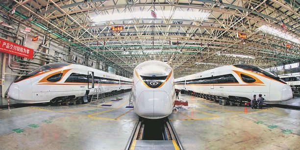 Les lignes de fabrication des trains à grande vitesse Fuxing dans le site de production de CRRC à Tangshan, dans la province chinoise du Hebei.