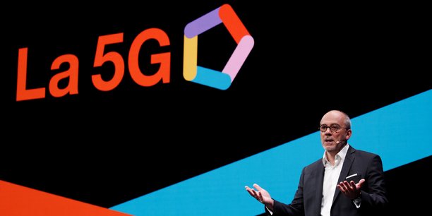 Stéphane Richard, le Pdg d'Orange,pendant son discours à l'Orange Business Summit, à Paris, ce jeudi 18 avril 2019.
