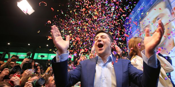 Vladimir Zelenski au soir de sa victoire en Ukraine, le 21 avril, avec près des trois quarts des suffrages exprimés.
