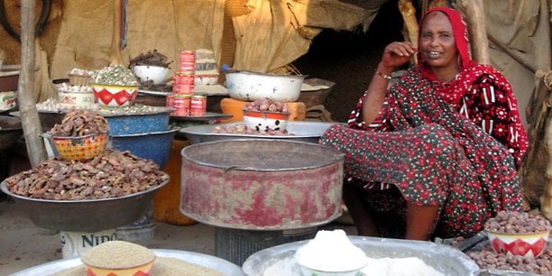 Un marché traditionnel à Kalait,entre les villes d'Abéché (deuxième ville du pays) et Fada au nord-est du Tchad.