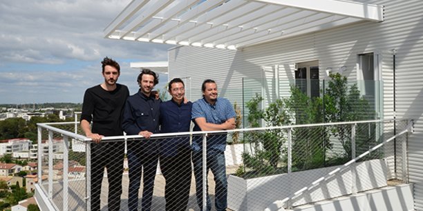 Les quatre architectes de l'Arbre Blanc à Montpellier : Dimitri Roussel, Nicolas Laisné, Sou Fujimoto et Manal Rachdi.