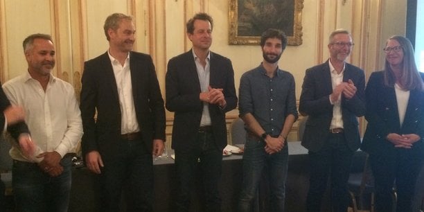 Le nouveau comité de pilotage : Julien Anselme (Orange), Guillaume-Olivier Doré (Mieuxplacer.com), Cyril Texier (Do you dream up),Bertrand Bussac (Le Wagon Bordeaux), David Babin (DMIC) et Hélène Desliens (Experteez)