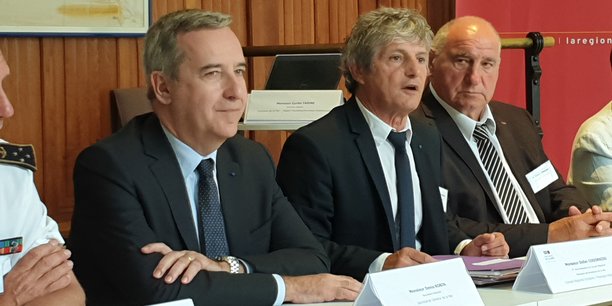 Denis Robin (à gauche), aux côtés de Didier Codorniou (Parlement de la Mer), et d'André Lubrano (Cépralmar)