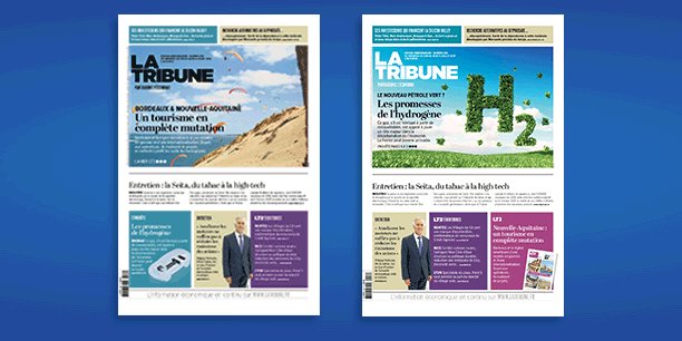 La Une de La Tribune disponible en Nouvelle-Aquitaine, mettant en valeur notre dossier dédié aux mutations du tourisme, et la Une visible dans les autres kiosques de France