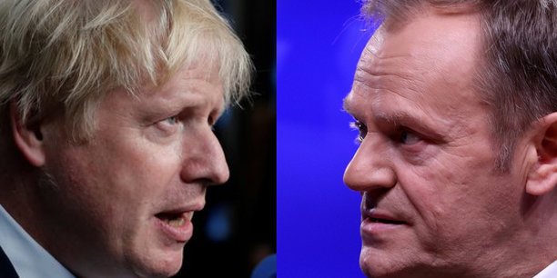 Le Premier ministre britannique Boris Johnson (à droite) s'est vu opposé, ce mardi 20 août, une fin de non-recevoir de la par le président du Conseil européen Donald Tusk (à droite) au sujet du backstop.