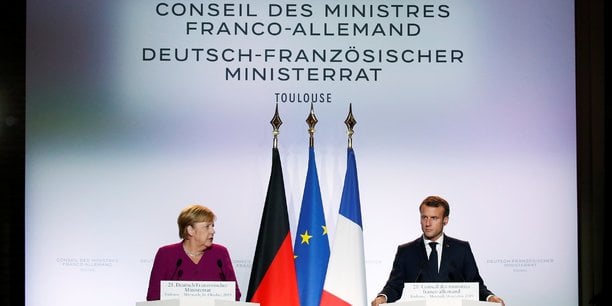 Angela Merkel et Emmanuel Macron, aujourd'hui à Toulouse pour le Conseil ministériel franco-allemand.