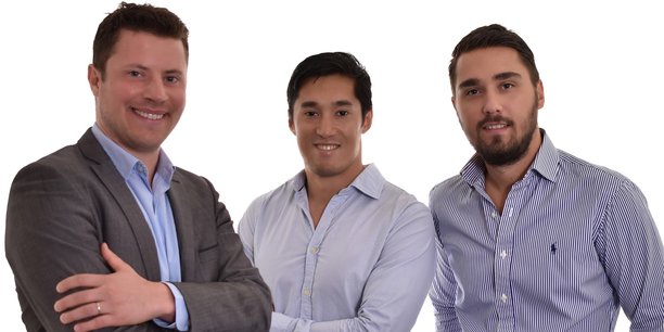 De gauche à droite les 3 cofondateurs d'UnEmplacement.com : Aurélien Tert (CEO), Philippe Phak (CTO) et Kevin Espiard (COO).
