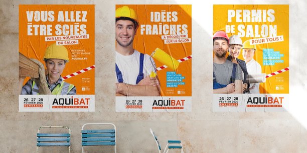 Les affiches de promotion de l'édition 2020 d'Aquibat qui se tiendra du 26 au 28 février à Bordeaux.