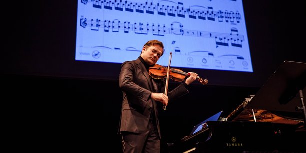 Le violoniste Renaud Capuçon, également investisseur de Digital Music Solutions, lors de la soirée de lancement de l'application NomadPlay à l'Opéra Comique, le 24 janvier 2020.