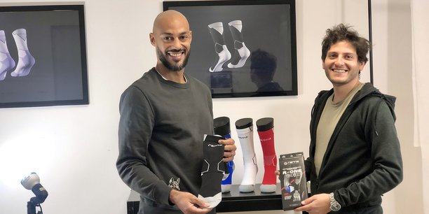 Cédric Kanté et Alexandre Adler, fondateurs de Ranna à Strasbourg. L'entreprise s'est lancée dans la fabrication de chaussettes pour les footballeurs.