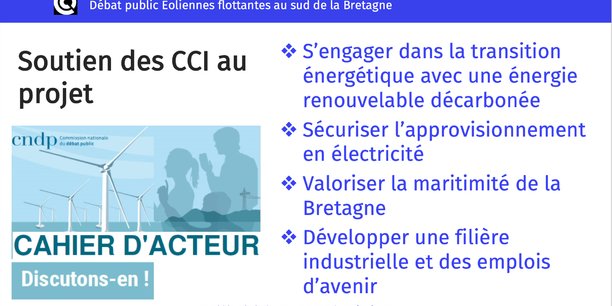 Motion en faveur du parc éolien de Saint-Brieuc : près de 10 ans après le lancement du projet, le parc n'est toujours pas en activité, rappelle la CCI Bretagne.