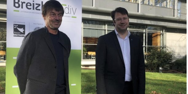 Nicolas Hulot et Loïg Chesnais-Girard ont lancé la fondation Breizh Biodiv mardi 15 décembre à Rennes.