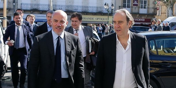 Stéphane Richard, le PDG d'Orange, et Xavier Niel, le fondateur et propriétaire d'Iliad (Free).