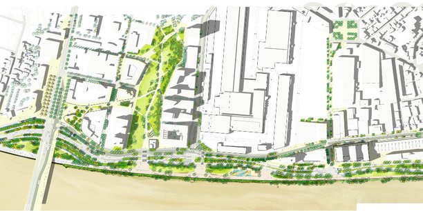 Visuel du futur jardin de l'Ars, du futur pont Simone Veil et du réaménagement des quais.