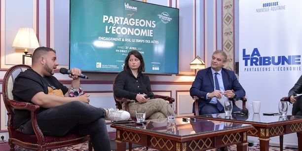 Anthony Babkine (Diversidays), Marion Besse (ïkos) et Hervé Lefevre (SNCF) ont échangé avec Martin Leÿs (EDF), qui était à distance, sur les problématiques d'inclusion