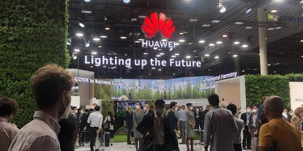Le stand de Huawei au Mobile World Congress, ce lundi.
