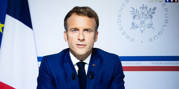 Emmanuel Macron, lundi soir, lors de son allocution télévisée sur la chute du régime en Afghanistan.
