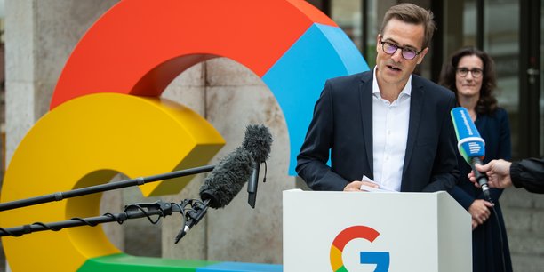 Philipp Justus, vice-président de Google Europe centrale, s'exprime ce mardi lors de la présentation du plan d'investissement de Google Allemagne devant le bureau de représentation du capital de Google à Berlin-Mitte.31 août