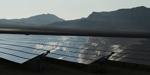 Photo d'illustration : vue du champ de panneaux solaires du projet Desert Stateline près de Nipton, Californie, prise le 16 août 2021.