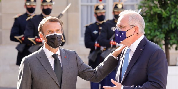 Scott Morrison et Emmanuel Macron en juin. Peut-on imaginer que le Premier ministre australien annonce à ce moment-là au chef de l’État la fin du contrat de sous-marins.
