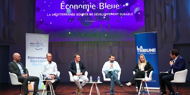 Invités par La Tribune le 28 septembre 2021 : (de gauche à droite) Guillaume Chanussot (Dalkia Méditerranée), Jean-Guy Majourel (Sète Agglopôle Méditerranée), Stéphane Roumeau (Syndicat mixte du bassin de Thau), Gilles Léandro (SOPER) et Maria Ruyssen (Ifremer Hérault).